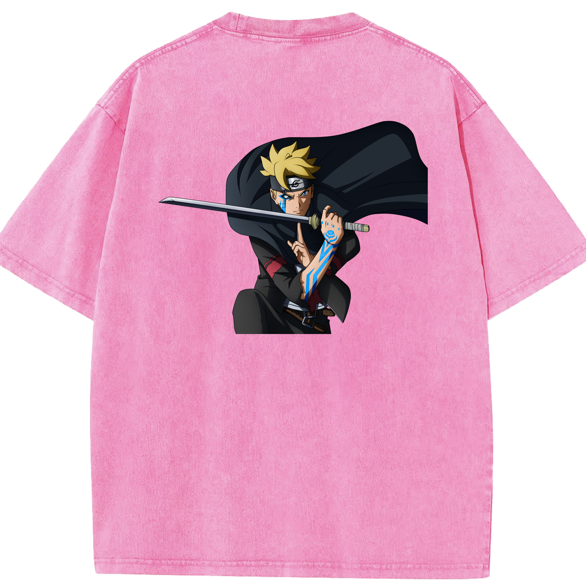 （画像用） NARUTO -ナルト- うずまき ボルト Uzumaki Boruto 綿100% ヴィンテージ風 半袖Tシャツ（背面プリント）